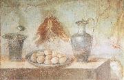 unknow artist Still life wall Painting from the House of Julia Felix Pompeii thrusches eggs and domestic utensils Spain oil painting reproduction